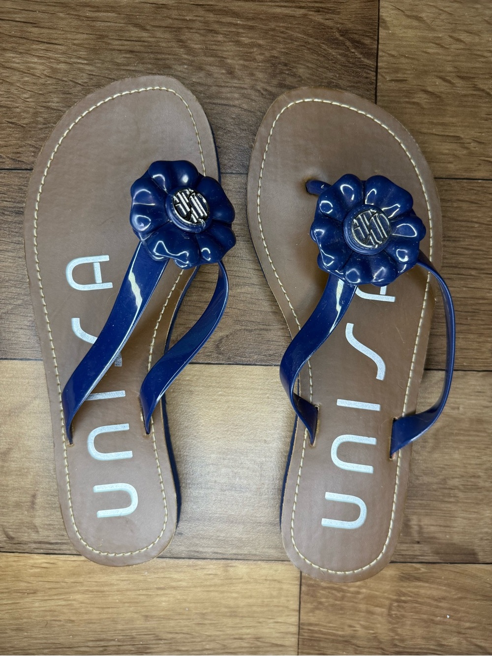 Unisa Blue Floral Toe-Post Sandals for Women